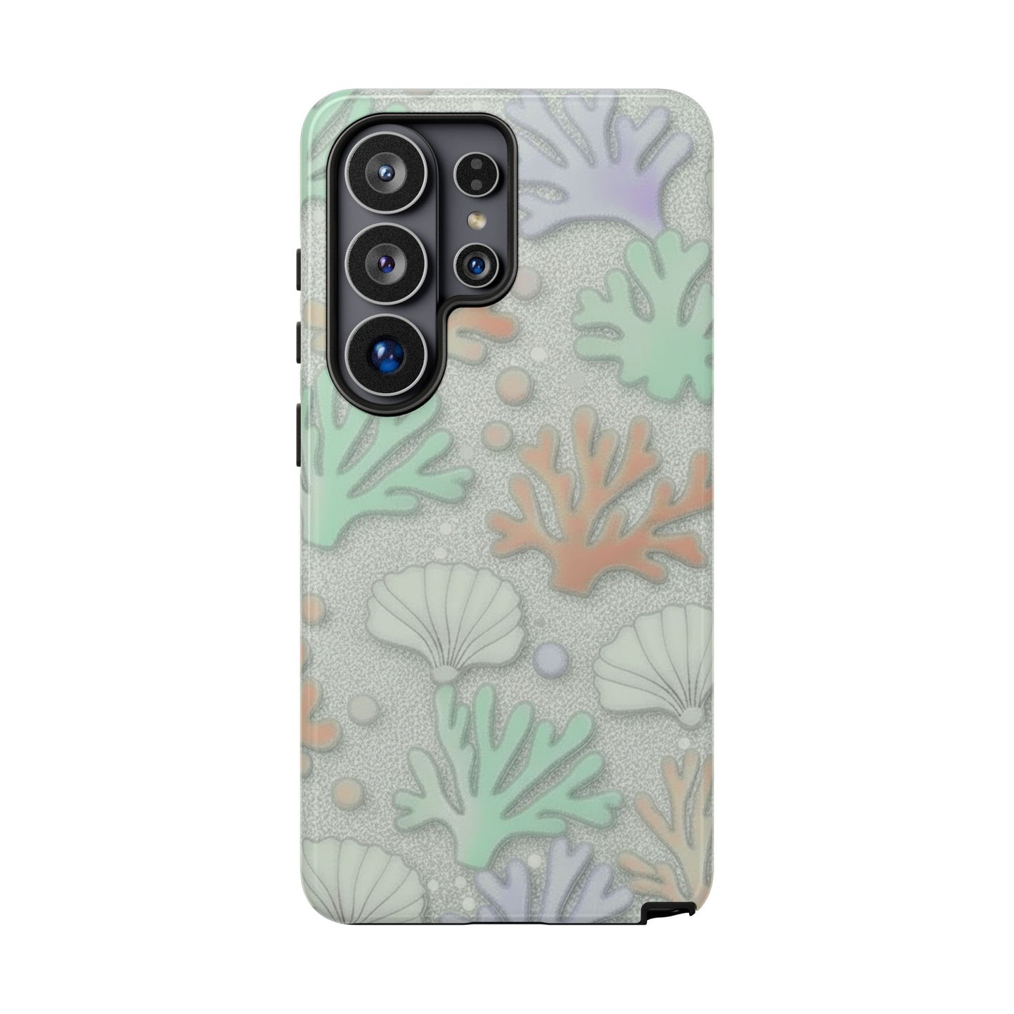 Pastel Coral Reef Tough Phone Case – Sea Shell & Coral Pattern Durable Protector