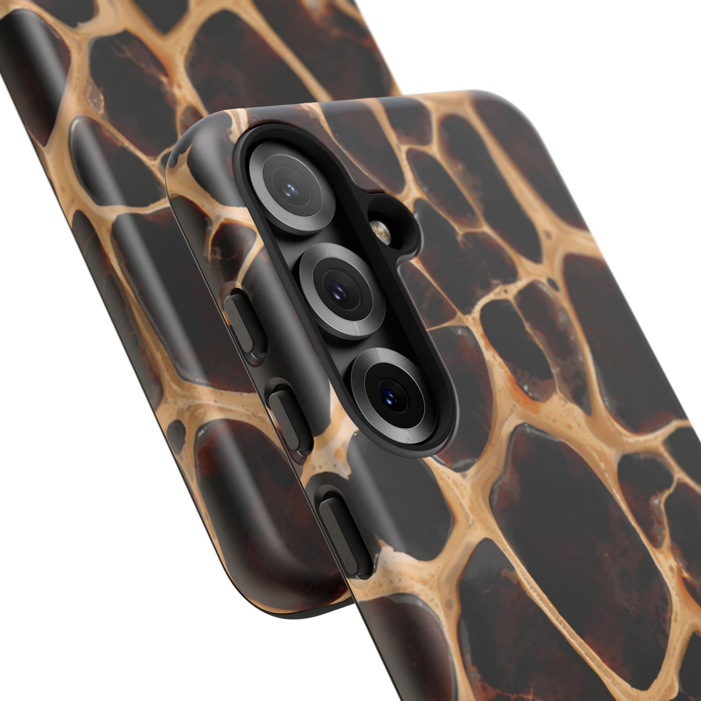 Phone Case — Brown Leather Dot Texture Rugged Protective Cover
