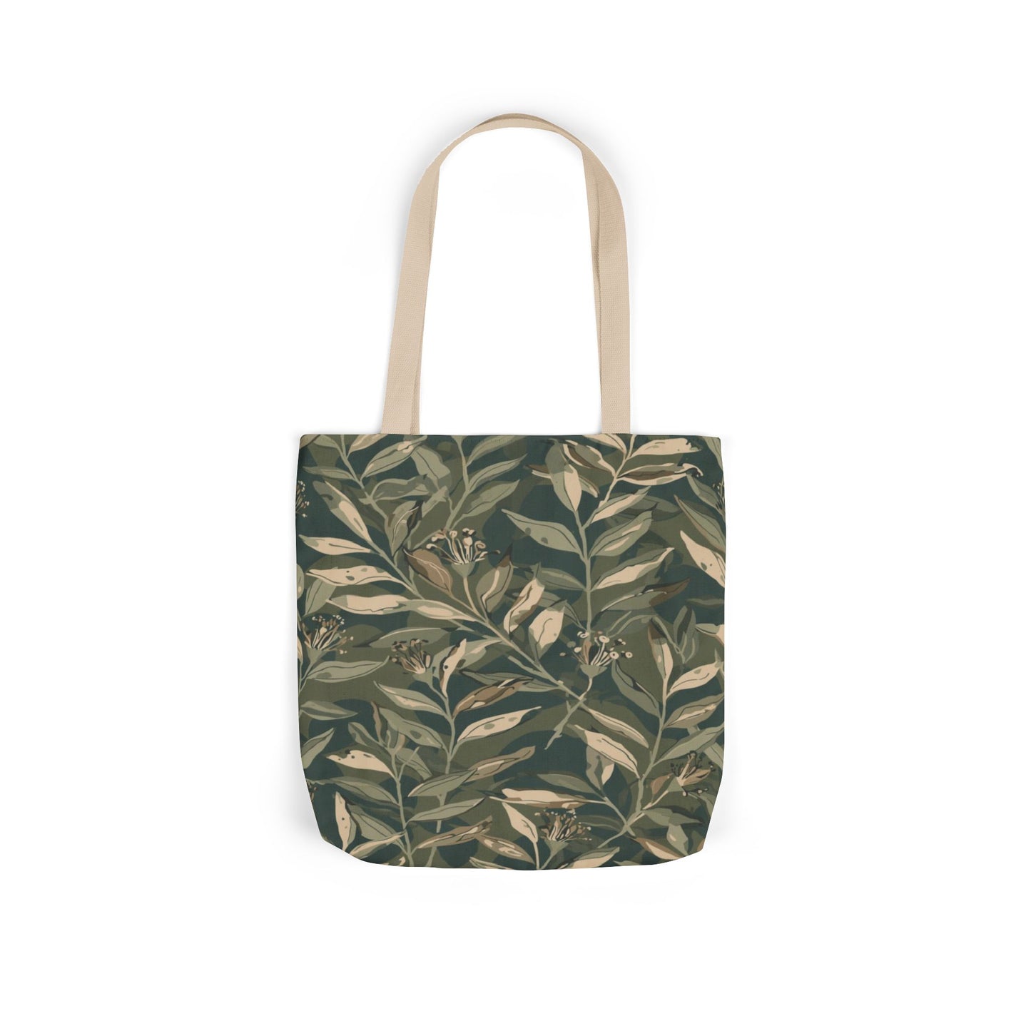Botanical Leaf Canvas Tote — Green Vintage Foliage Market Bag
