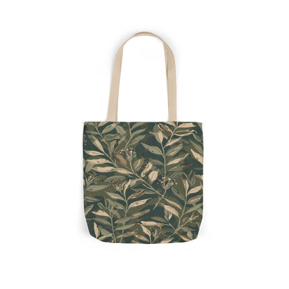 Botanical Leaf Canvas Tote — Green Vintage Foliage Market Bag