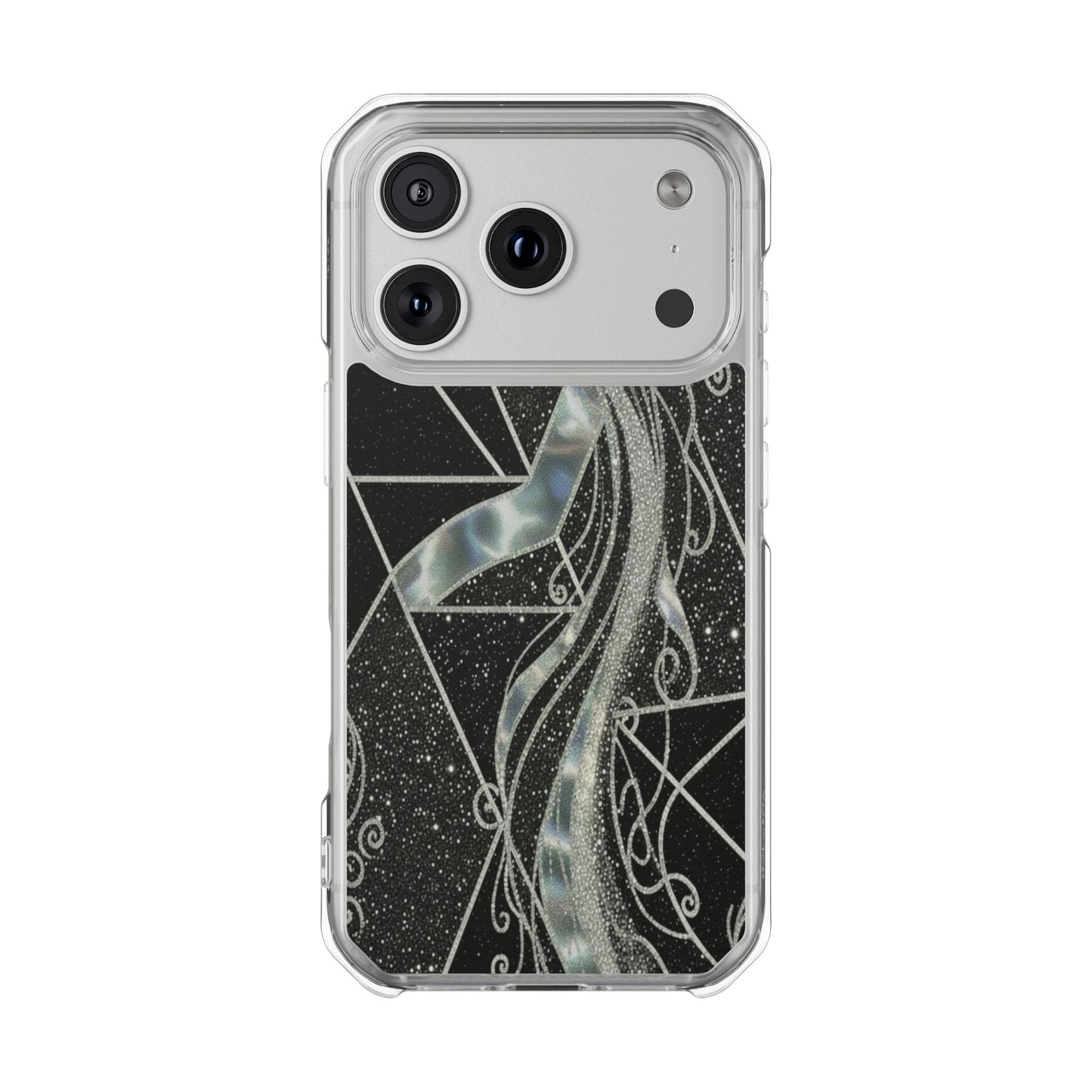 Clear Magnetic Impact Phone Case — Iridescent Geometric Design