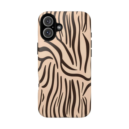 Zebra Stripe Tough Phone Case – Neutral Animal Print Protective Cover