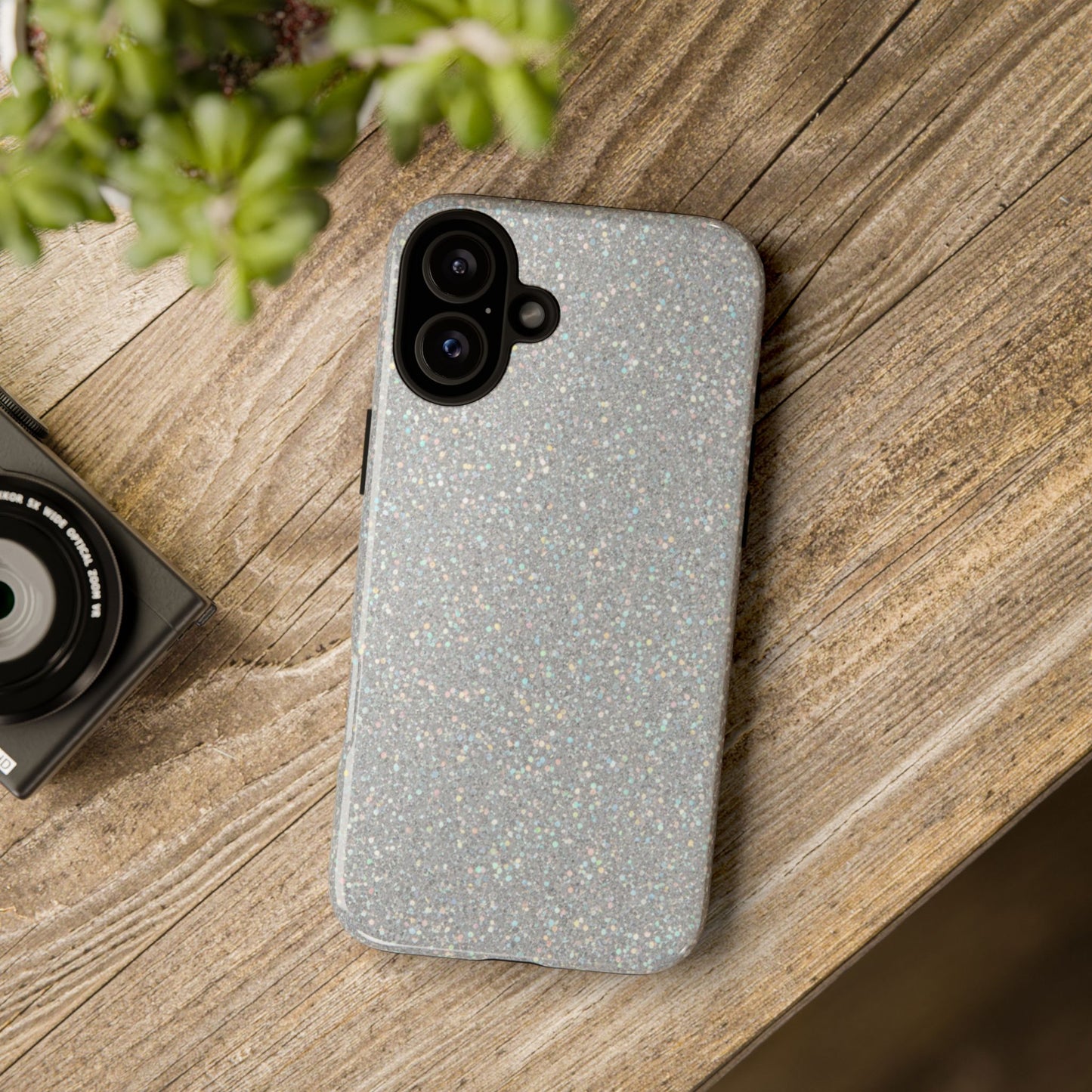 Glitter Silver Tough Phone Case — Sparkling Protective Phone Case