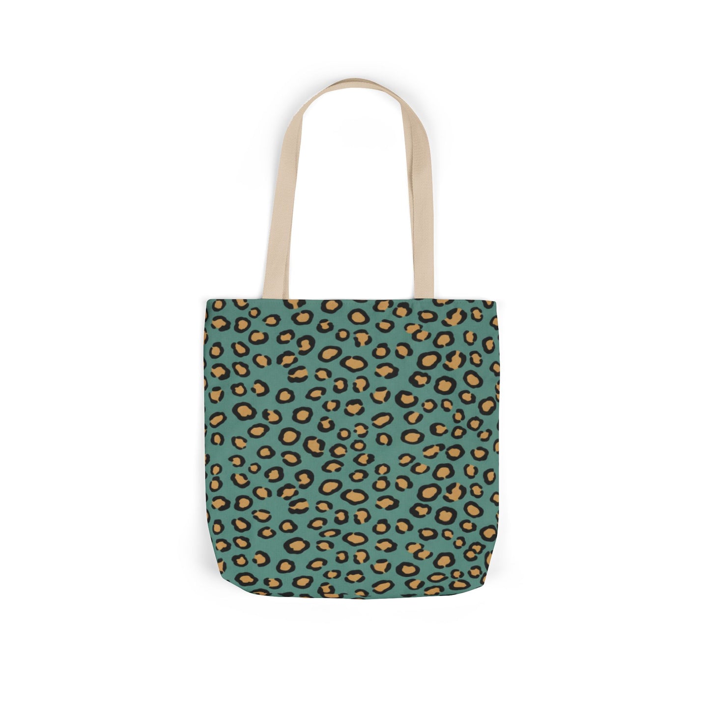Teal Leopard Print Canvas Tote Bag — Trendy Animal Print Eco Shopper