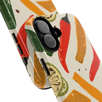 Spicy Peppers Phone Case – Colorful Chili, Lime & Citrus Pattern