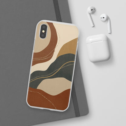 Abstract Earth Tone Phone Case — Boho Wavy Flexi Case