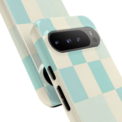 Pastel Checkerboard Tough Case – Mint & Cream Protective Phone Cover