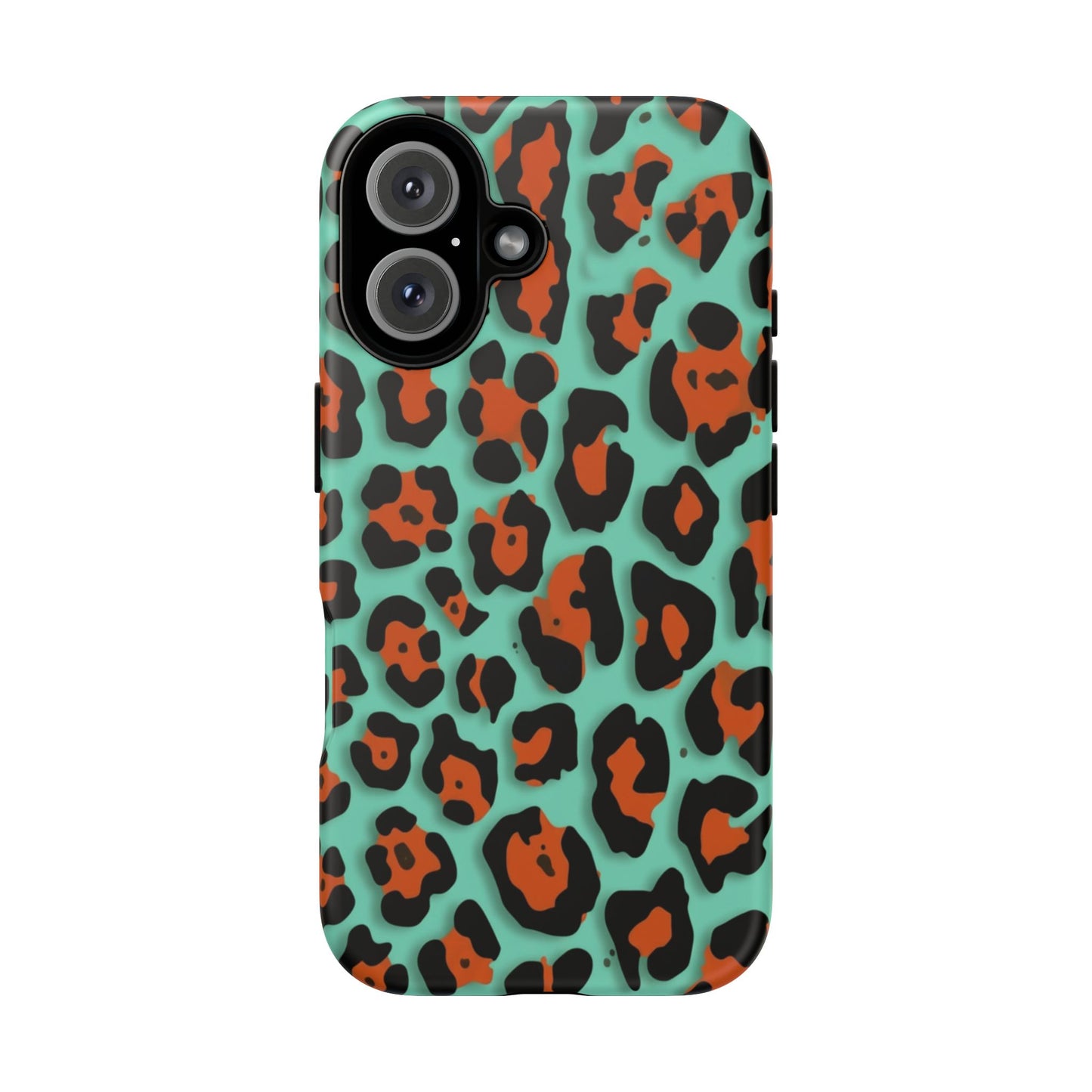 Teal & Rust Leopard Phone Case — Tough Protective Animal Print