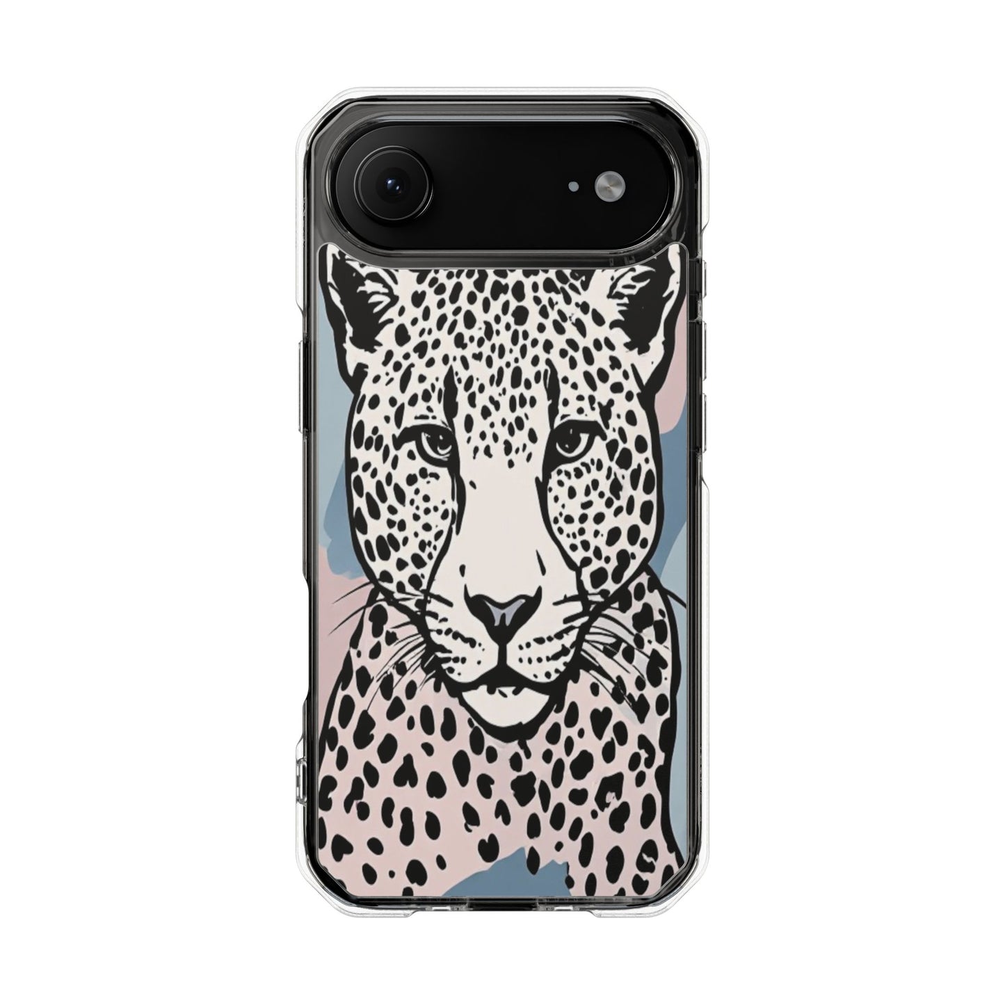 Clear Magnetic Phone Case — Leopard Art Protective Impact Cover