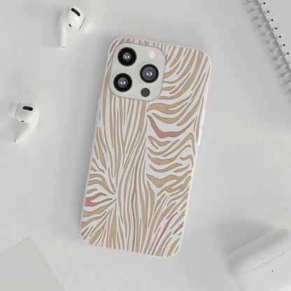 Neutral Zebra Print Flexi Case — Beige & Rose Gold Animal Pattern Phone Cover