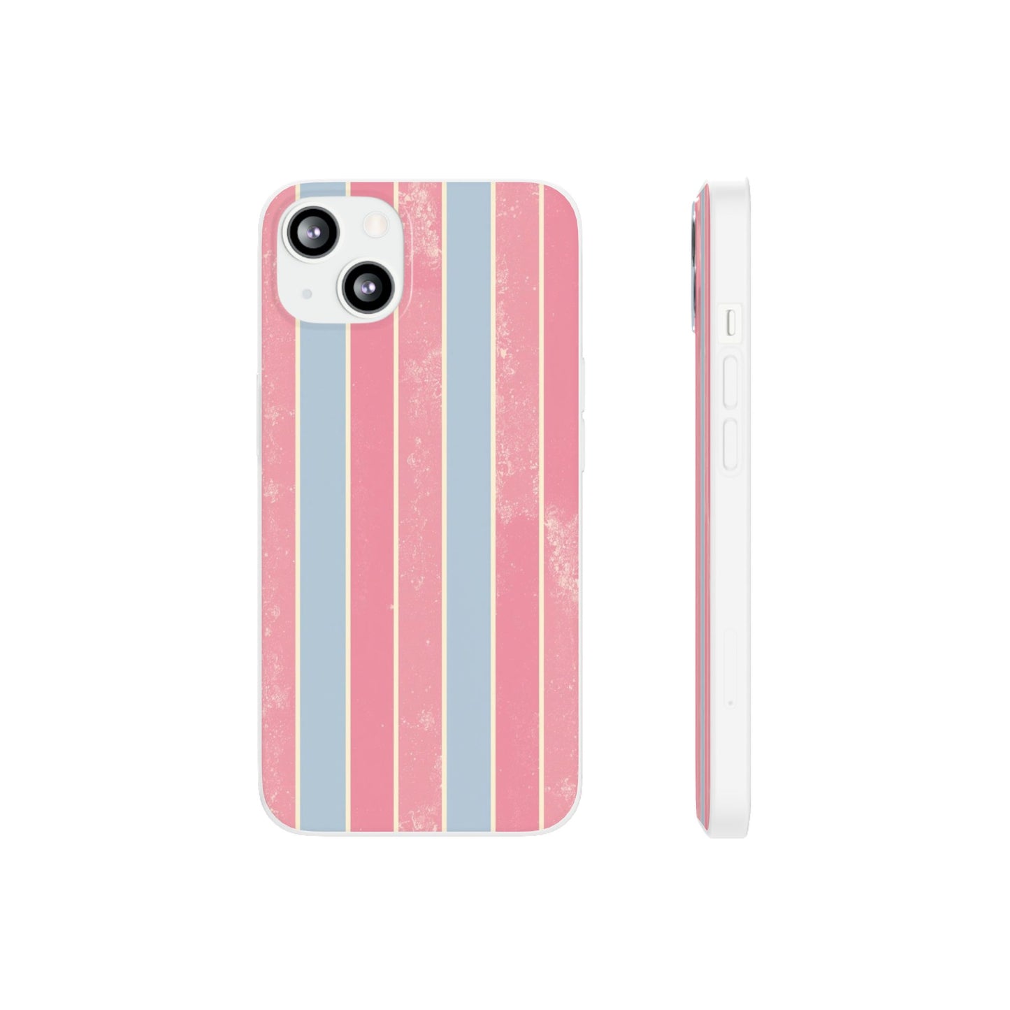 Striped Pink & Blue Phone Case — Retro Pastel Flexi Case