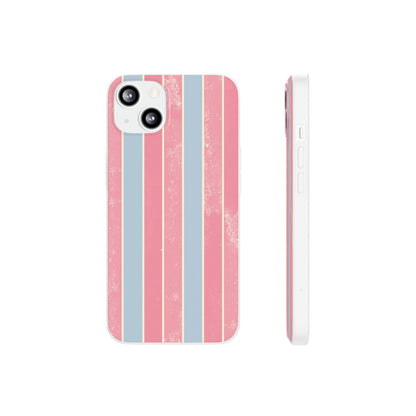 Striped Pink & Blue Phone Case — Retro Pastel Flexi Case