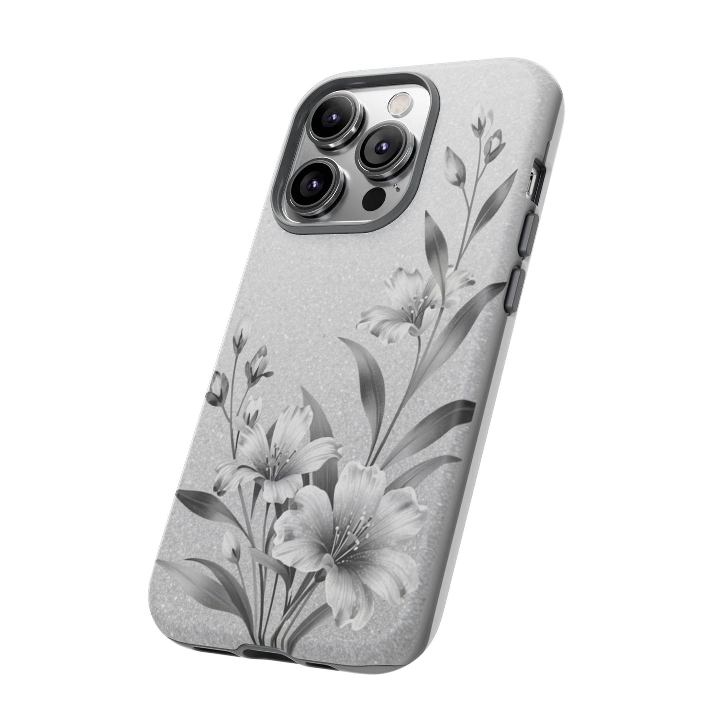 Floral Monochrome Phone Case — Elegant Black & White Lily Design