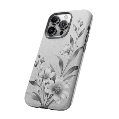 Floral Monochrome Phone Case — Elegant Black & White Lily Design