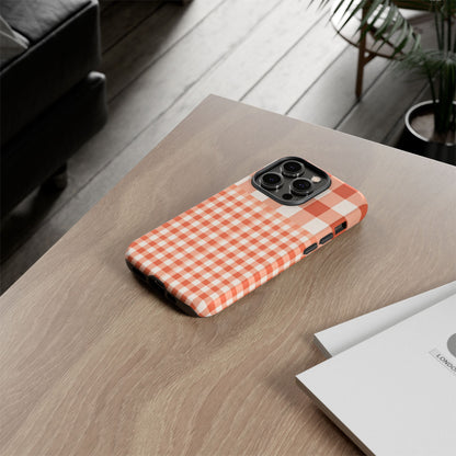 Buffalo Check Tough Phone Case — Orange Gingham Protective Cover