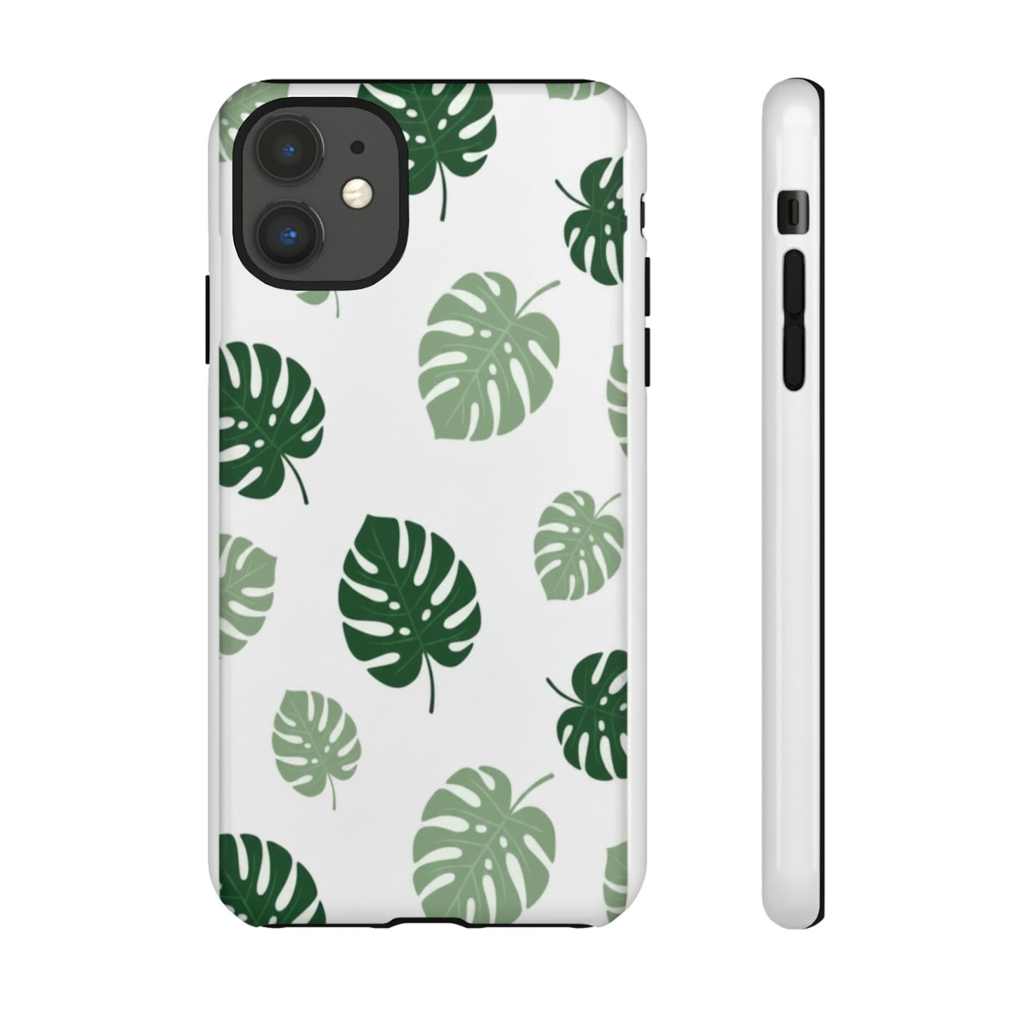 Monstera Leaf Tough Phone Case – Tropical Green Palm Pattern Protective Cover