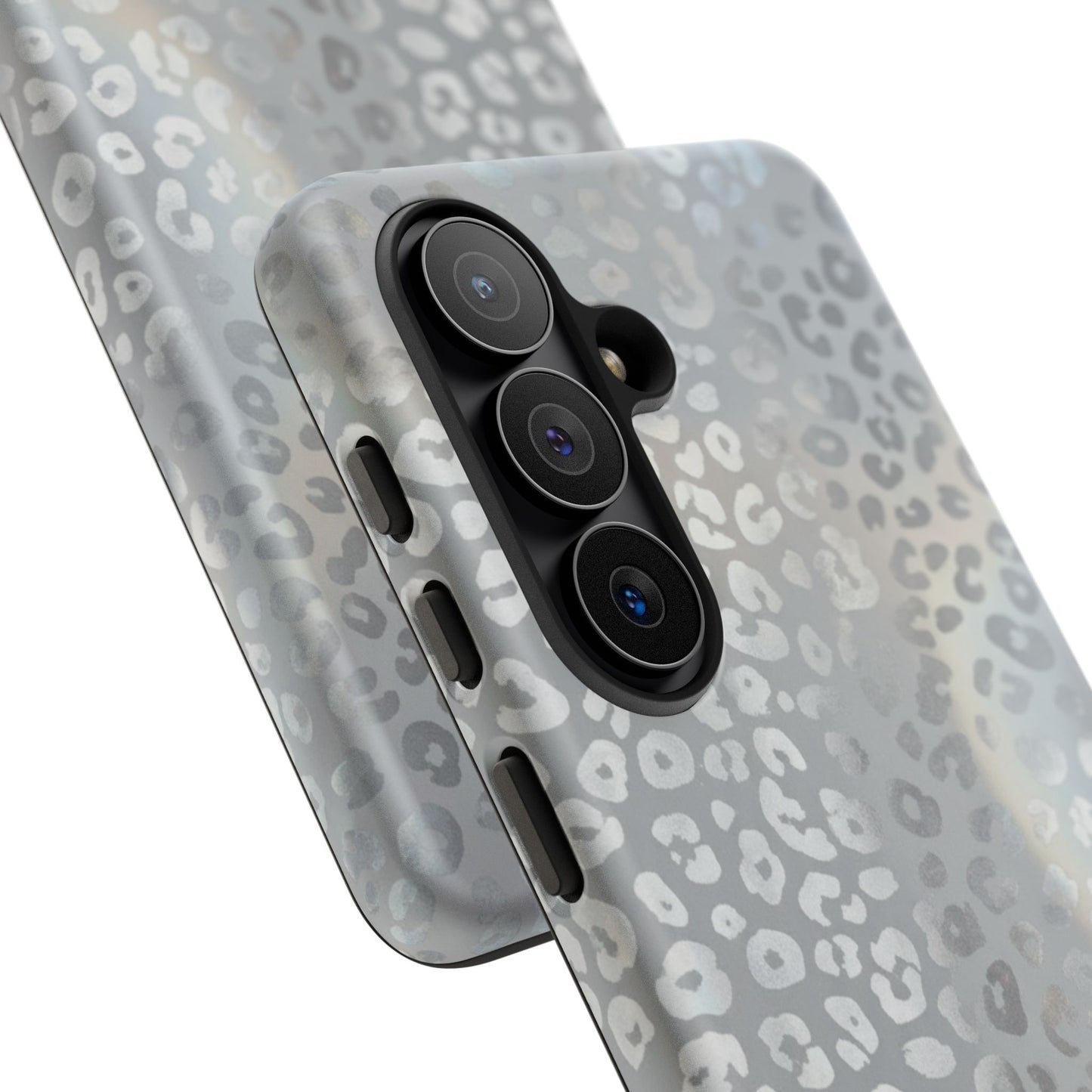 Grey Leopard Print Tough Phone Case — Durable Protective iPhone Cover