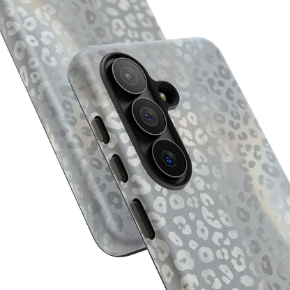 Grey Leopard Print Tough Phone Case — Durable Protective iPhone Cover