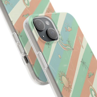 Beach Vibes Phone Case — Retro Pastel Surf & Palm Protective Flexi Case
