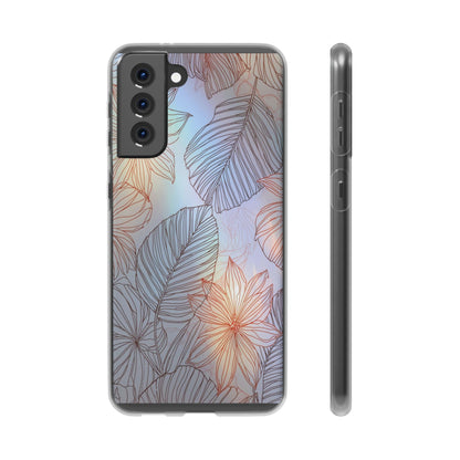 Floral Holographic Phone Case — Iridescent Leaves & Flowers Flexi Case