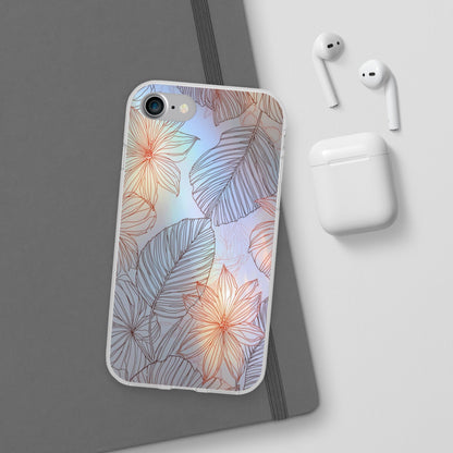 Floral Holographic Phone Case — Iridescent Leaves & Flowers Flexi Case