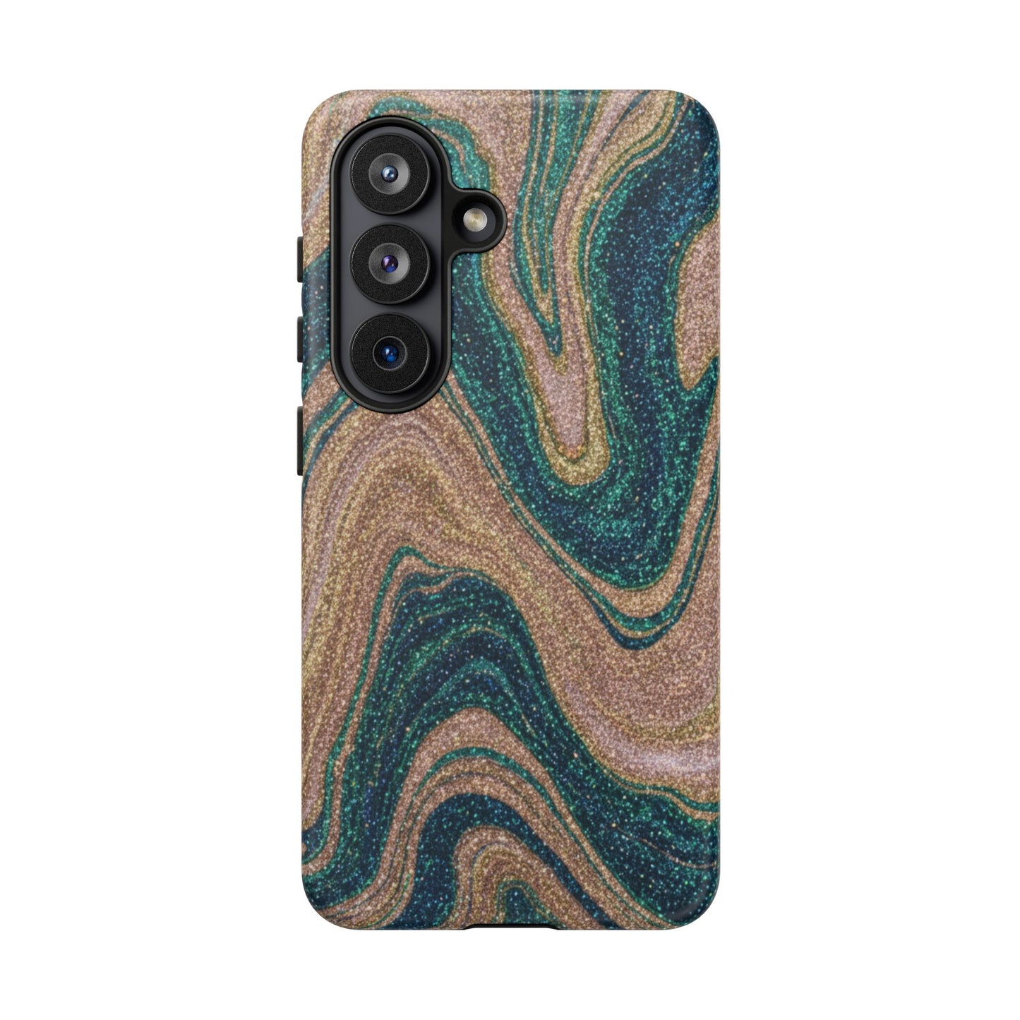 Marbled Teal & Gold Phone Case — Glitter Swirl Tough Case