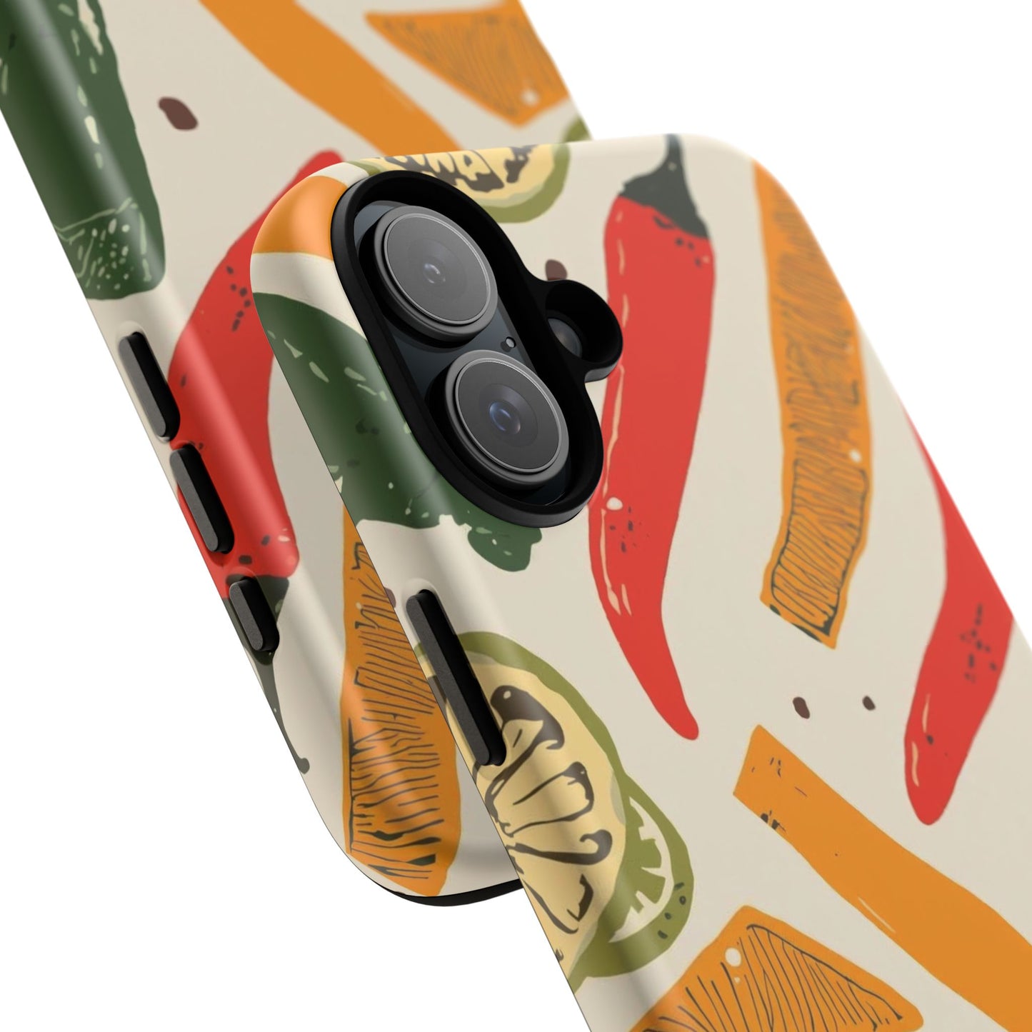Spicy Peppers Phone Case – Colorful Chili, Lime & Citrus Pattern