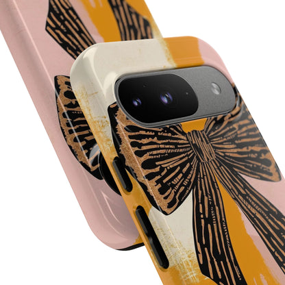 Bow Brushstroke Tough Phone Case — Pink & Mustard