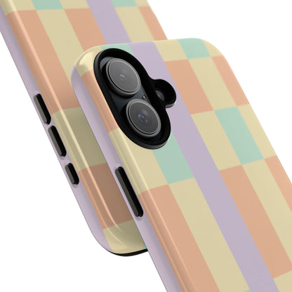 Pastel Checkered Phone Case — Retro Stripe Tough Case