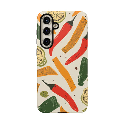Spicy Peppers Phone Case – Colorful Chili, Lime & Citrus Pattern