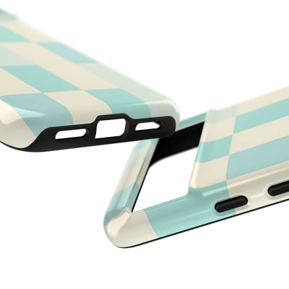 Pastel Checkerboard Tough Case – Mint & Cream Protective Phone Cover