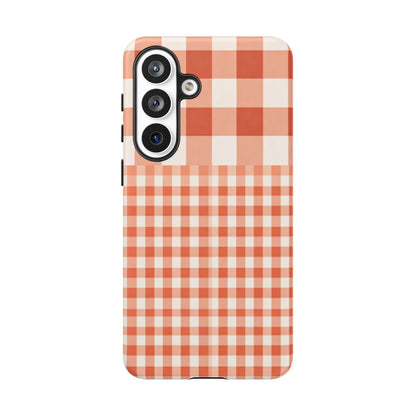 Buffalo Check Tough Phone Case — Orange Gingham Protective Cover