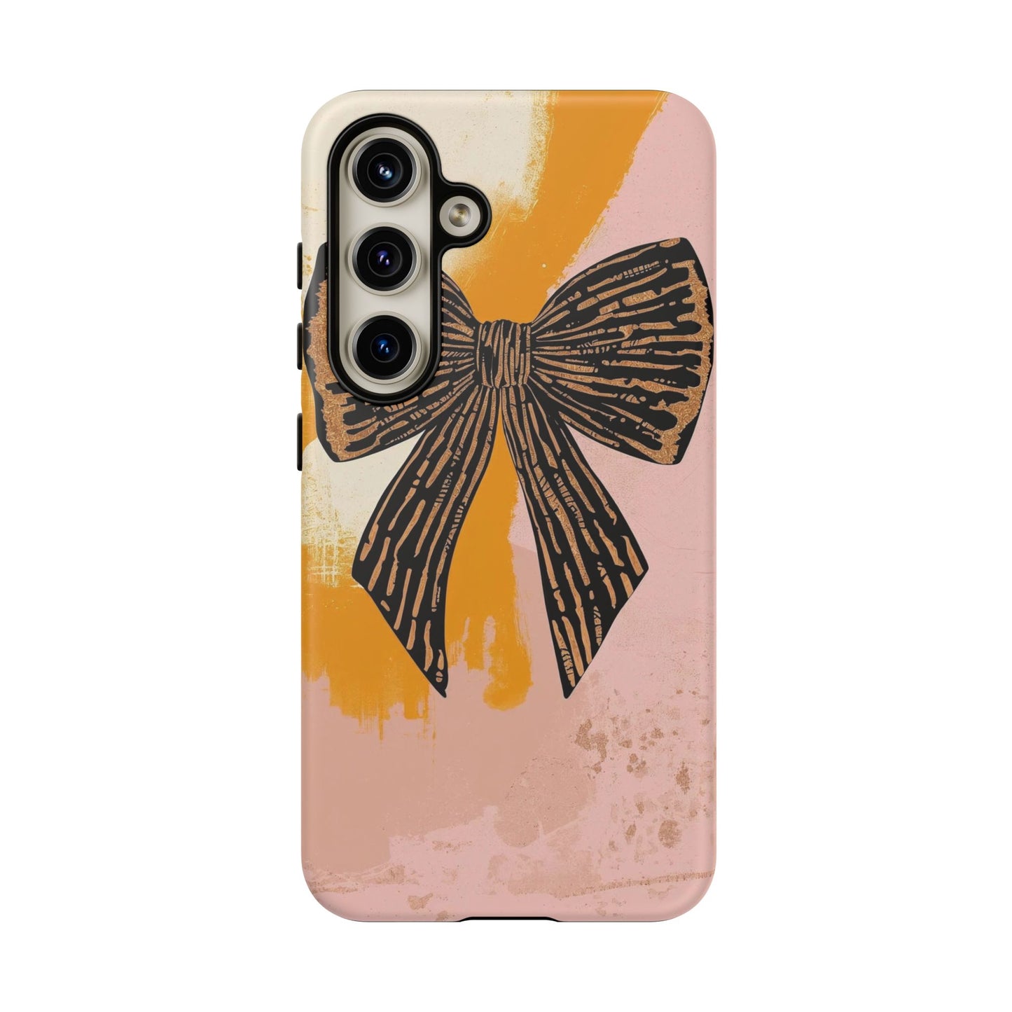 Bow Brushstroke Tough Phone Case — Pink & Mustard