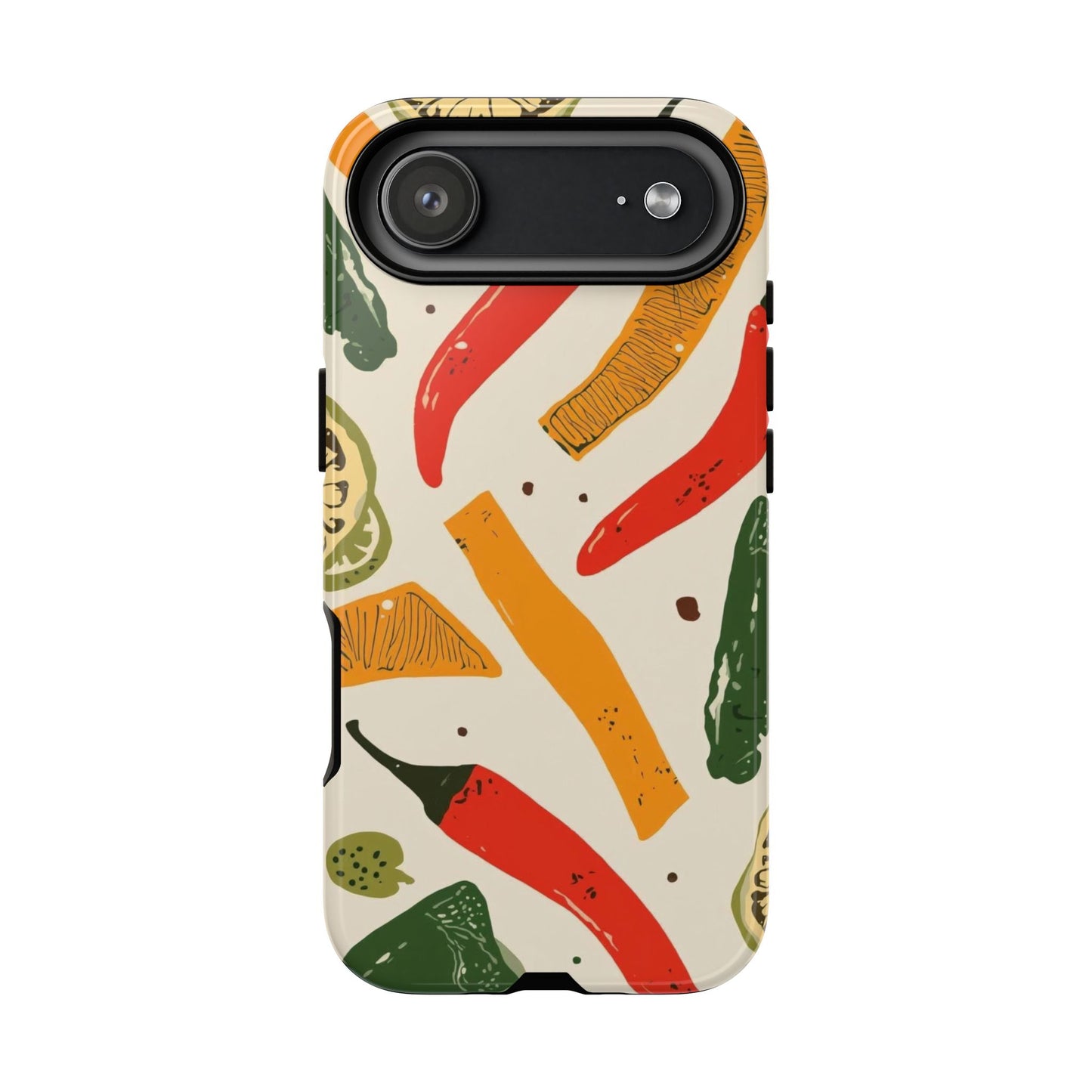 Spicy Peppers Phone Case – Colorful Chili, Lime & Citrus Pattern