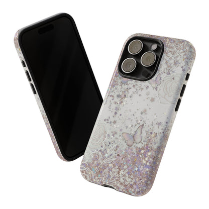 Butterfly Glitter Tough Phone Case — Floral Sparkle Protective Case