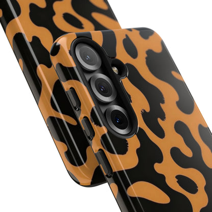 Leopard Print Phone Case — Orange & Black Tough Pattern Protective Cover