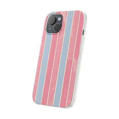 Striped Pink & Blue Phone Case — Retro Pastel Flexi Case