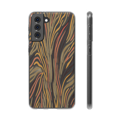 Marbled Neutral Stripe Phone Case — Abstract Beige & Terracotta Flexi Case
