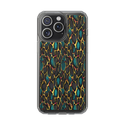 Teal Gold Leopard Clear Phone Case