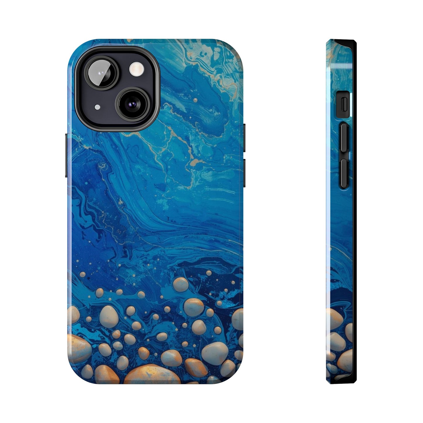 Blue Ocean Pebble Tough Phone Case — Protective Artistic Marble Design