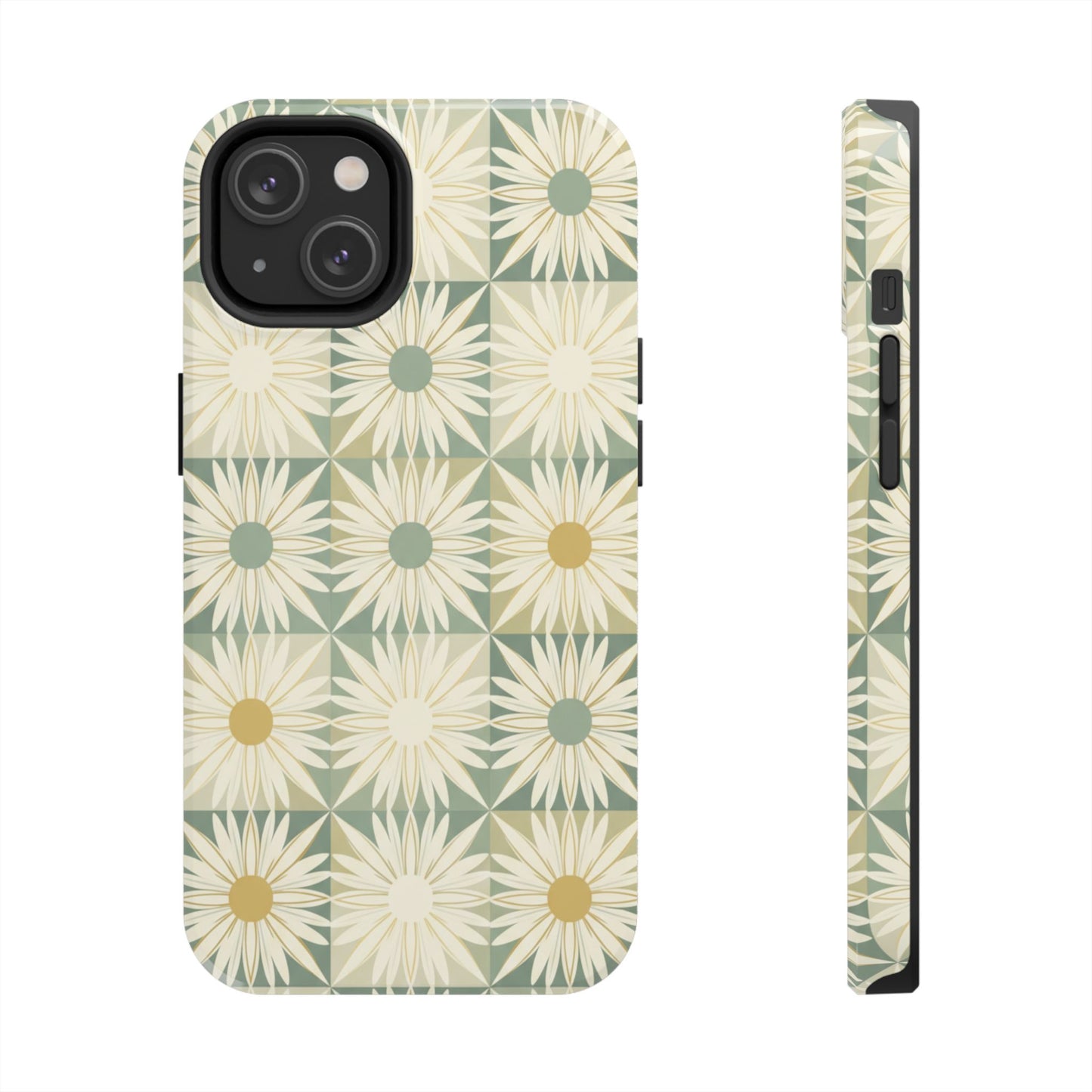 Retro Daisy Tough Phone Case — Vintage Floral Protective Cover for iPhone