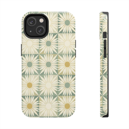 Retro Daisy Tough Phone Case — Vintage Floral Protective Cover for iPhone