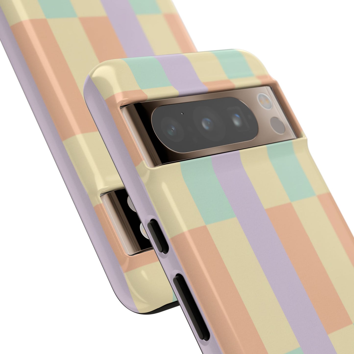 Pastel Checkered Phone Case — Retro Stripe Tough Case