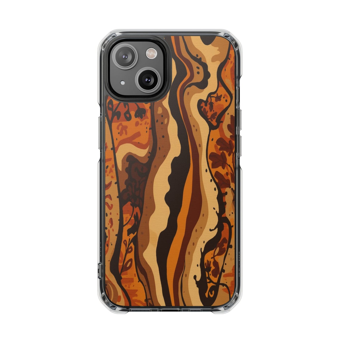 Amber Swirl Magnetic Clear Impact Phone Case — Protective Clear Case with Abstract Woodgrain Design