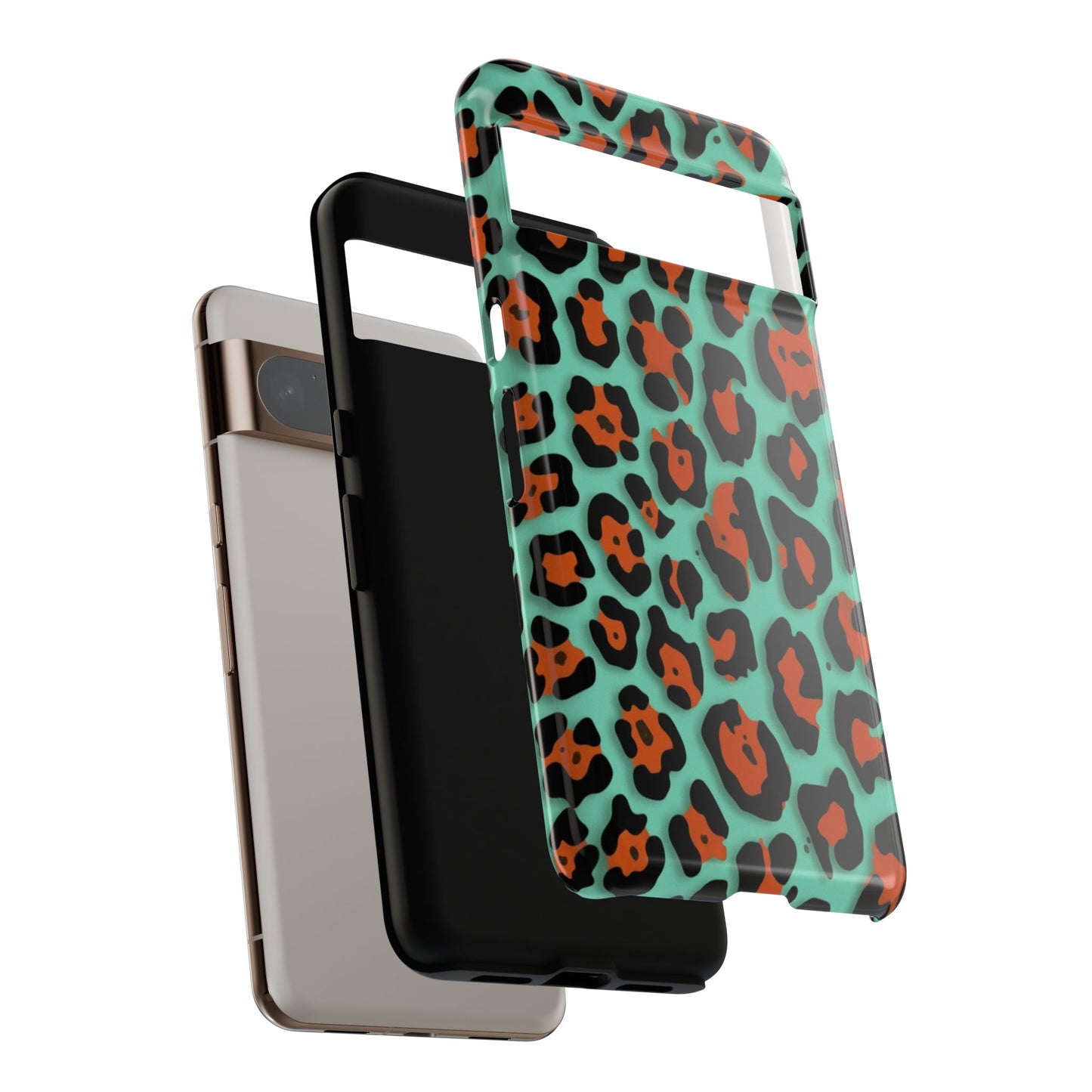 Teal & Rust Leopard Phone Case — Tough Protective Animal Print