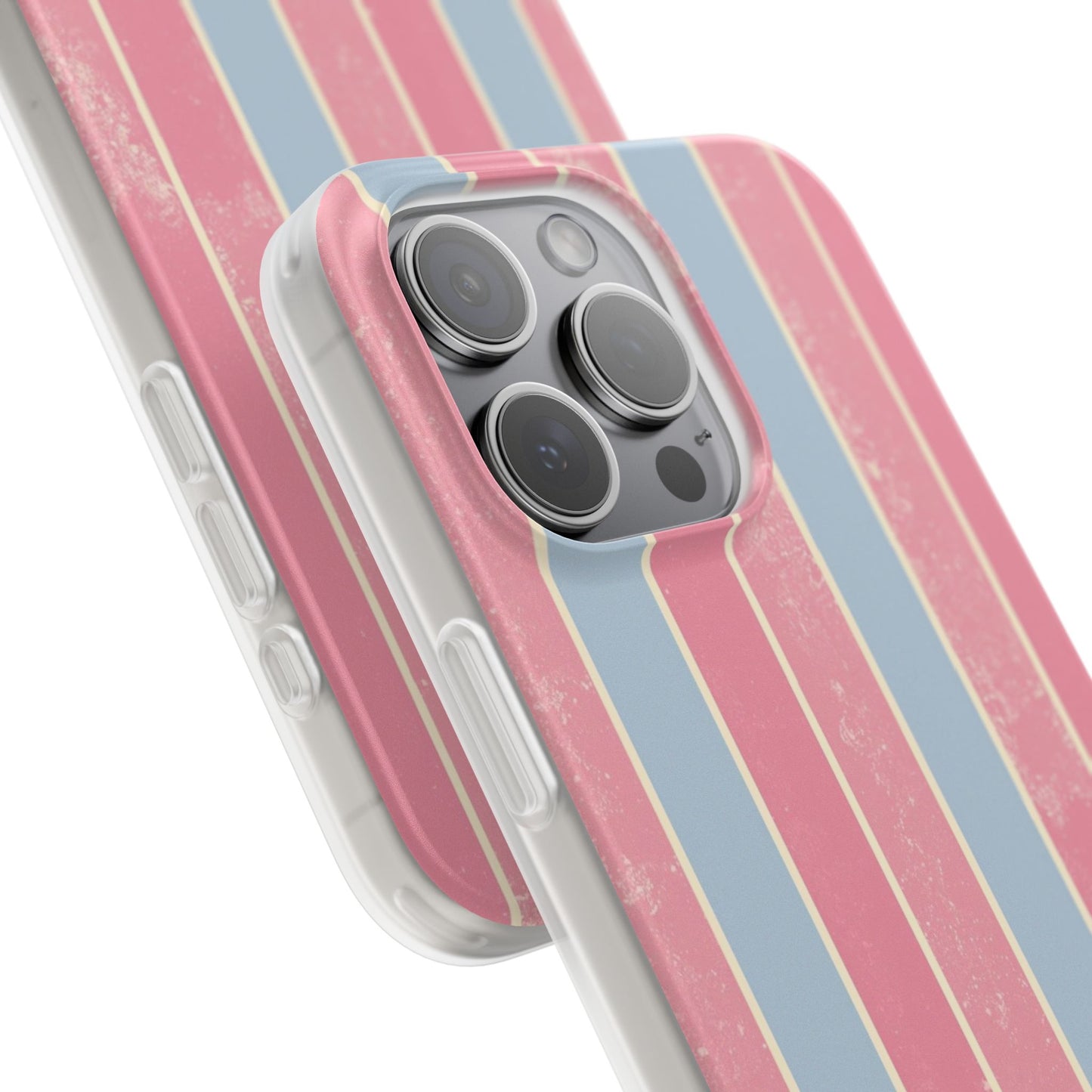 Striped Pink & Blue Phone Case — Retro Pastel Flexi Case