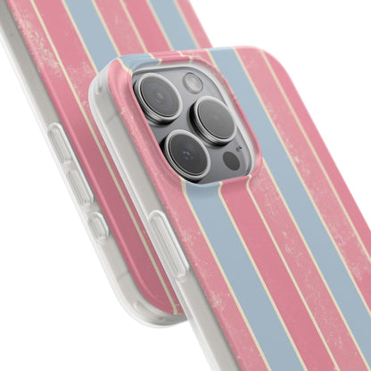 Striped Pink & Blue Phone Case — Retro Pastel Flexi Case