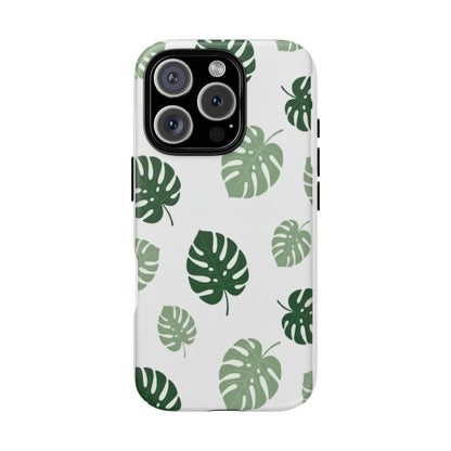Monstera Leaf Tough Phone Case – Tropical Green Palm Pattern Protective Cover