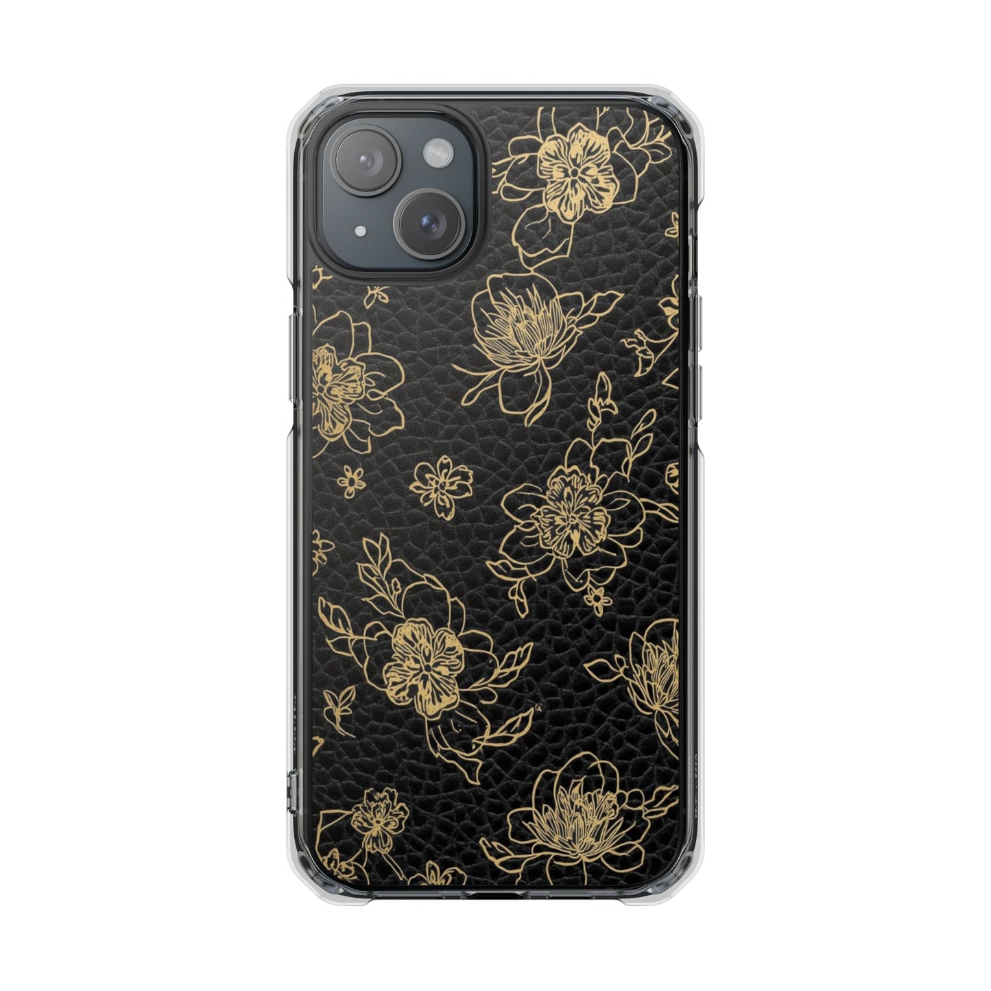 Clear Magnetic Impact Phone Case — Gold Floral Overlay