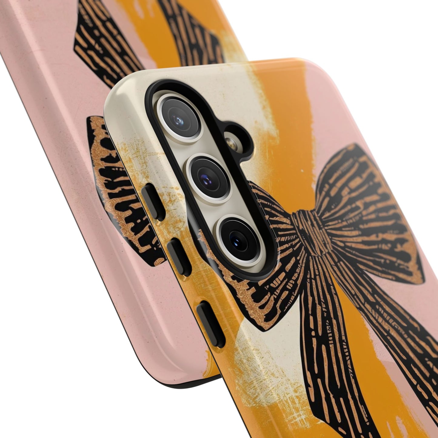 Bow Brushstroke Tough Phone Case — Pink & Mustard